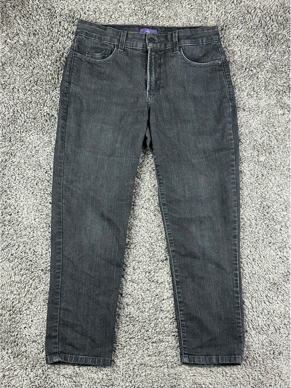 NYDJ Womens 8P Black Stretch Marilyn Straight Crop Ankle Jeans